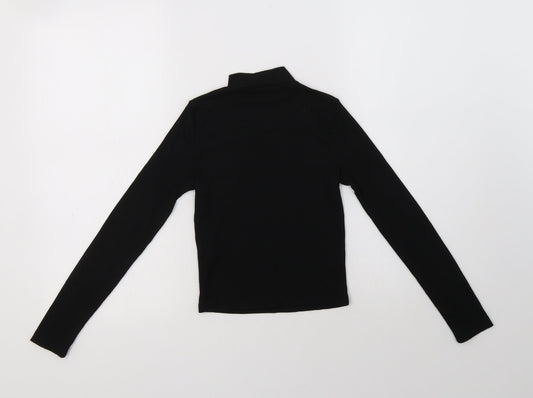 Miss E-Vie Girls Black Polyester Basic Blouse Size 9-10 Years Mock Neck