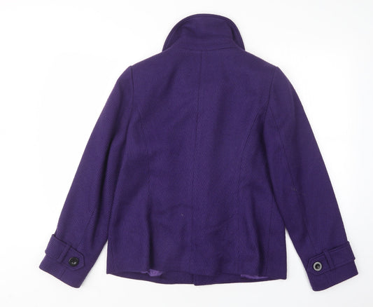 M&Co Womens Purple Overcoat Coat Size 14