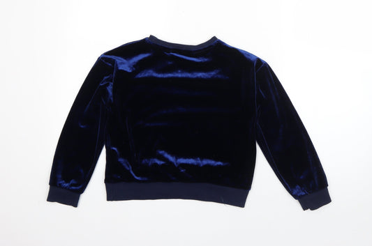 Very Girls Blue Round Neck Polyester Pullover Jumper Size 9 Years