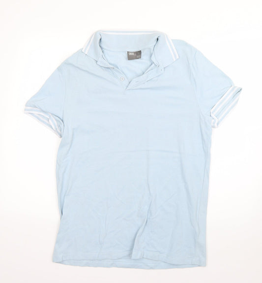 ASOS Mens Blue Cotton Polo Size L Collared