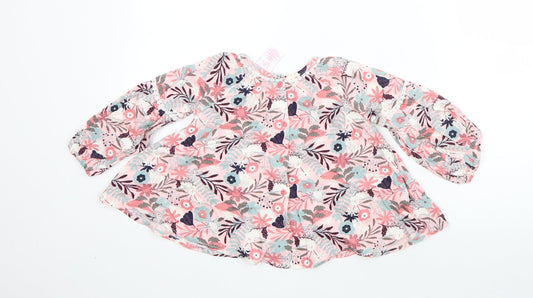 Tommy Bahama Girls Pink Floral Rayon Shift Size 12 Months Round Neck