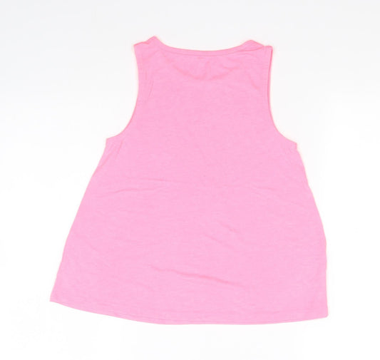 George Girls Pink Polyester Basic Tank Size 9-10 Years Round Neck