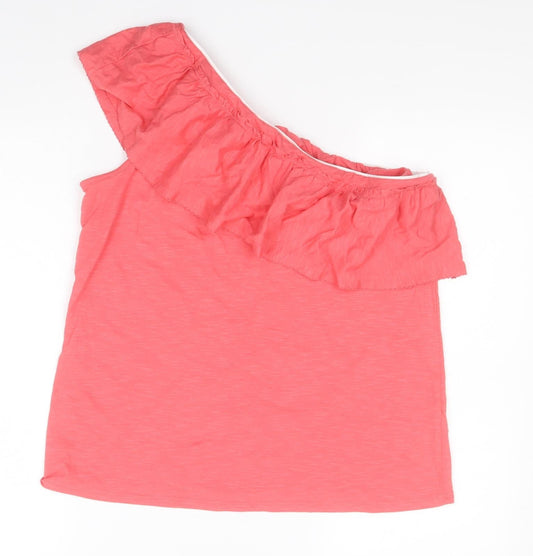 NEXT Womens Pink Cotton Basic T-Shirt Size 12 One Shoulder