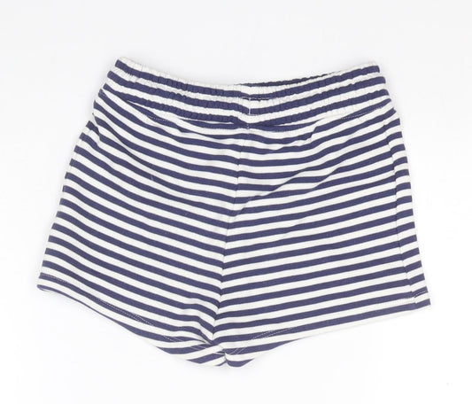 NEXT Girls Blue Striped Cotton Sailor Shorts Size 7 Years Regular