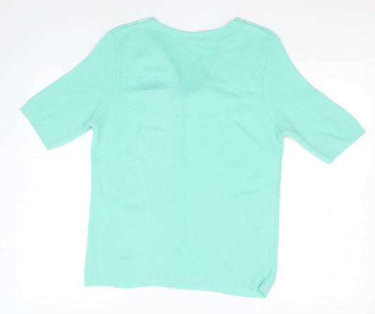 Jenny Loyd Womens Green V-Neck Acrylic Pullover Jumper Size XL