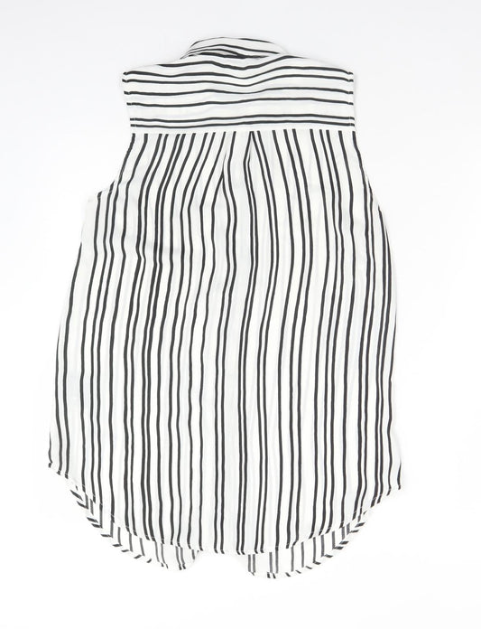 H&M Womens Multicoloured Striped Polyester Basic Blouse Size 8 Collared