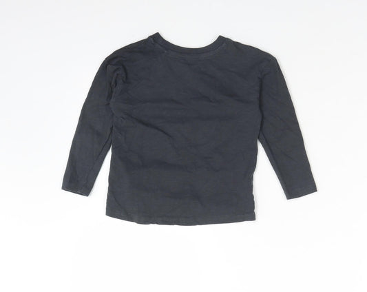 George Boys Grey Cotton Basic T-Shirt Size 2-3 Years Crew Neck - OUR WORLD IS MY FAVOURITE PLANET