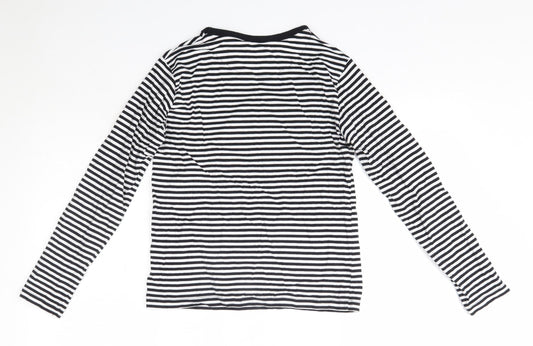 Matalan Girls Black Striped 100% Cotton Top Pyjama Top Size 12-13 Years