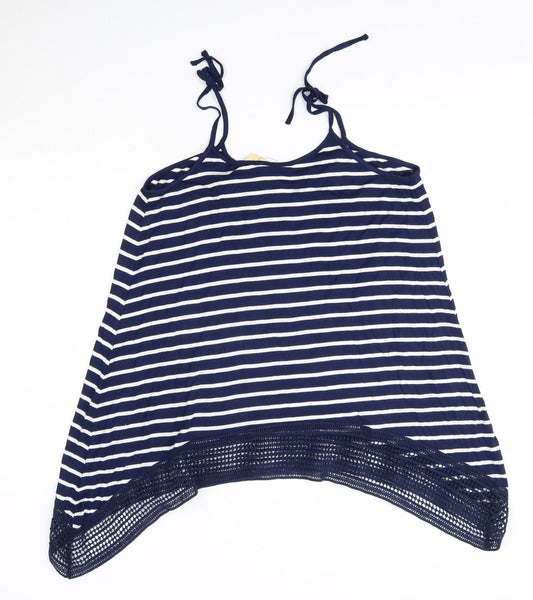 Store Twenty One Womens Blue Striped Viscose Camisole Blouse Size 12 Round Neck