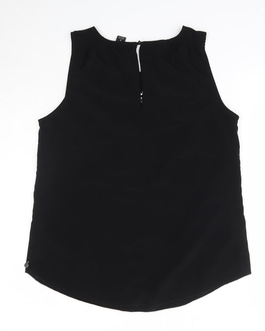 Maison Scotch Womens Black Polyester Basic Blouse Size M Round Neck