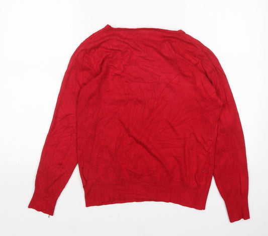 Paramour Womens Red Round Neck Viscose Pullover Jumper Size M