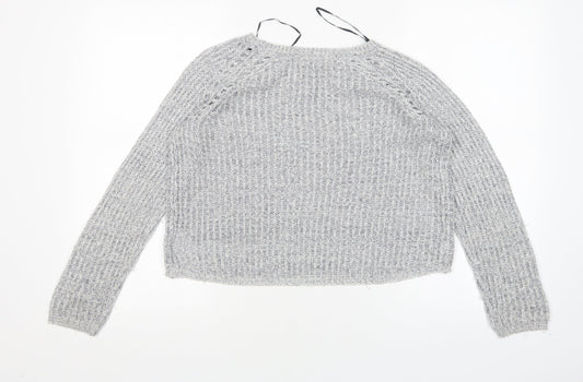 H&M Girls Grey Round Neck Acrylic Pullover Jumper Size 11-12 Years