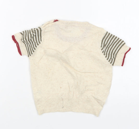 Freoli Boys Beige Round Neck Wool Pullover Jumper Size 2 Years