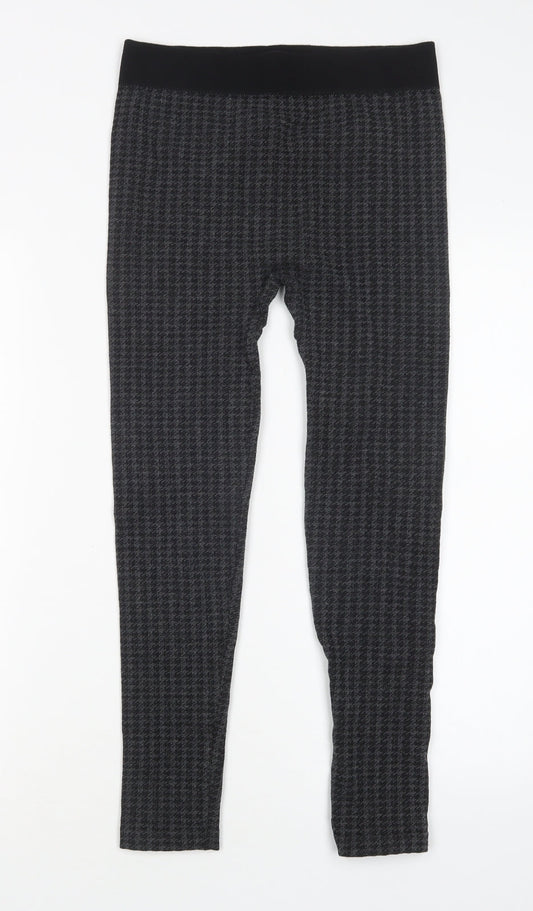Diva Feva Womens Grey Herringbone Polyester Jogger Leggings Size M L25 in