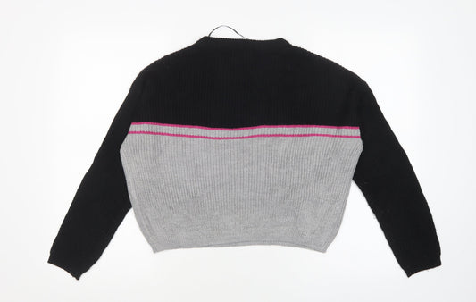 Pull&Bear Womens Multicoloured Round Neck Acrylic Pullover Jumper Size XS
