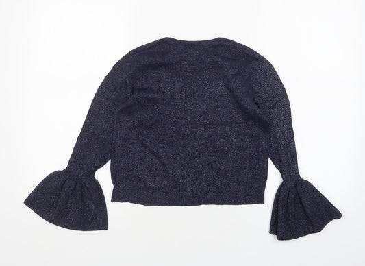 H&M Girls Blue Round Neck Cotton Pullover Jumper Size 11-12 Years