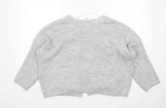 Topshop Womens Grey V-Neck Acrylic Cardigan Jumper Size XS