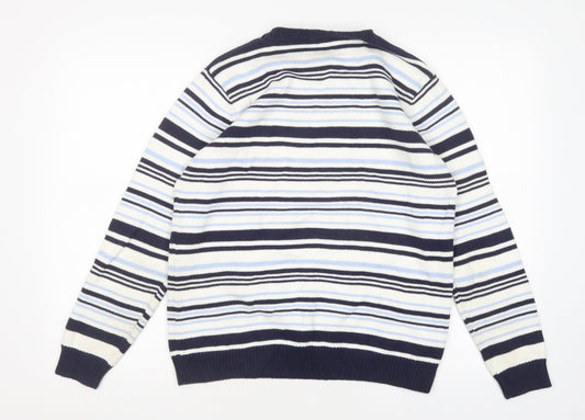 berketex Womens Multicoloured Round Neck Striped Cotton Pullover Jumper Size 10