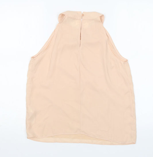 New Look Womens Beige Polyester Basic Blouse Size 10 Round Neck