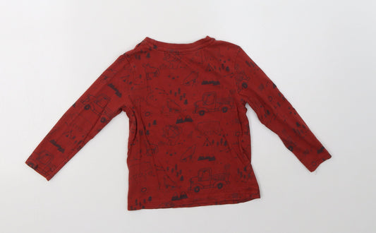 George Boys Red Geometric Cotton Basic T-Shirt Size 2-3 Years Crew Neck - Bear Print