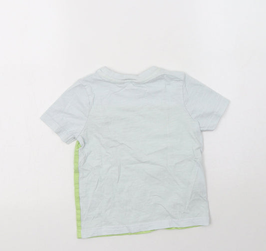 George Boys Blue Colourblock Cotton Basic Polo Size 3-4 Years Crew Neck