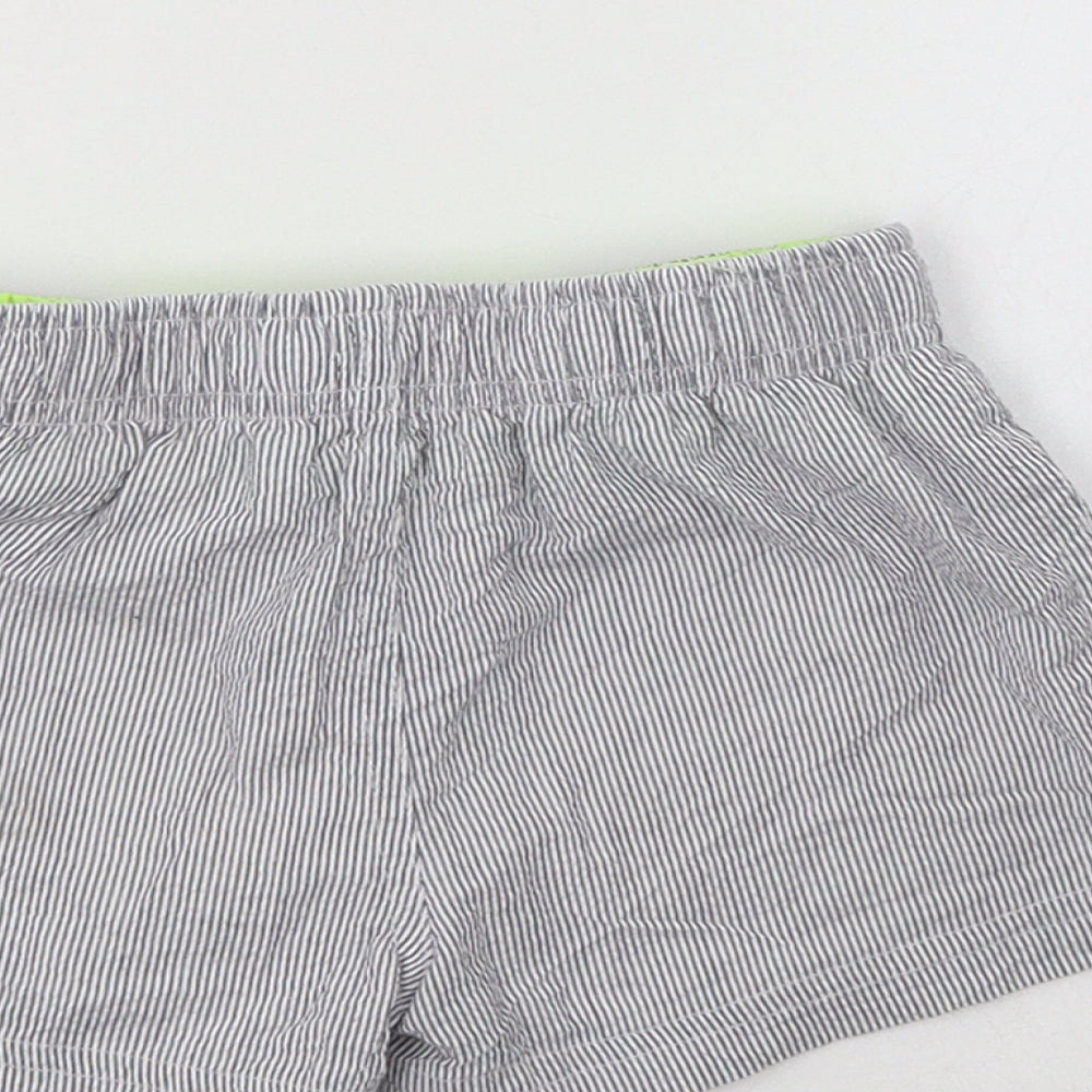 TEX Boys Grey Striped Polyester Bermuda Shorts Size 2-3 Years Regular Drawstring