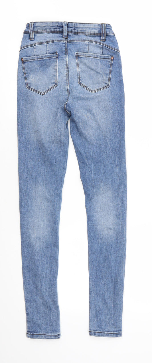 Denim Co Womens Blue Cotton Skinny Jeans Size 4 L28 in Regular Zip - Slightly Distressed