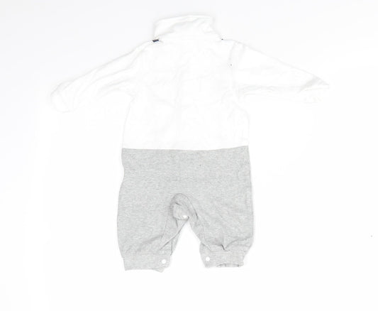 ShenZhen YEY Garment Ltd Boys White Cotton Romper One-Piece Size 0-3 Months Snap - Faux Dickie Bow Tie & Shirt with braces