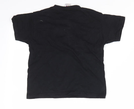 Fruit of the Loom Boys Black Cotton Basic T-Shirt Size 3-4 Years Round Neck Pullover - Ben X Dan