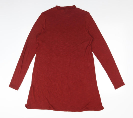 H&M Womens Orange Viscose A-Line Size 14 Mock Neck