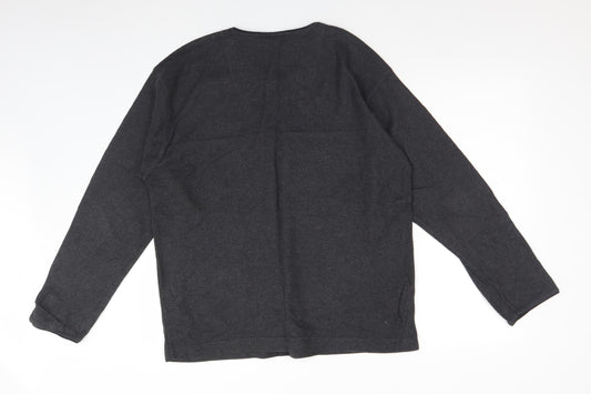 TNX Mens Grey V-Neck Cotton Pullover Jumper Size L