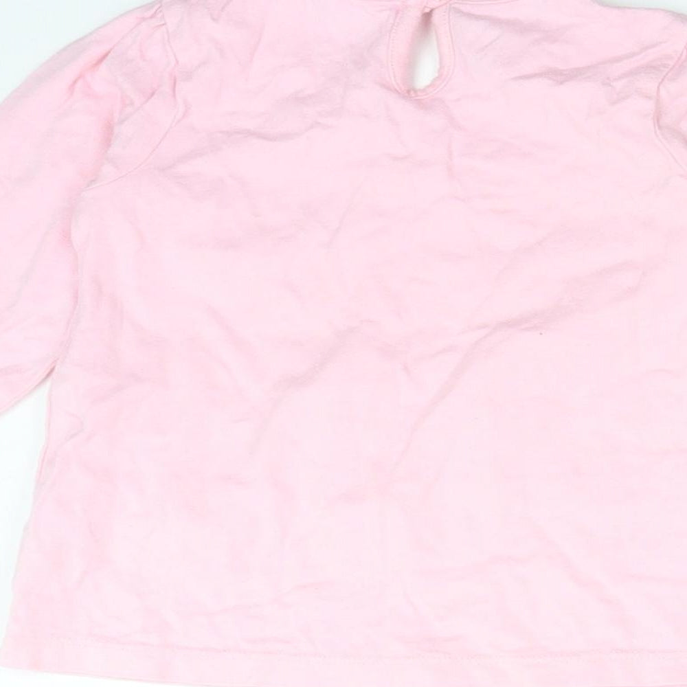 George Girls Pink Cotton Basic T-Shirt Size 9-12 Months Crew Neck
