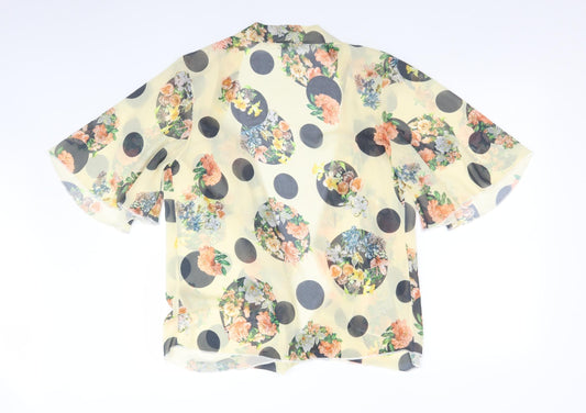 SHOLA Womens Yellow Floral Polyester Cardigan Jumper Size L