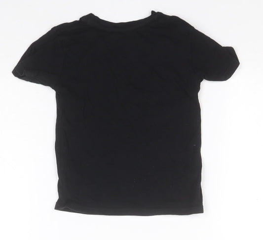 Primark Girls Black Cotton Basic T-Shirt Size 2-3 Years Roll Neck