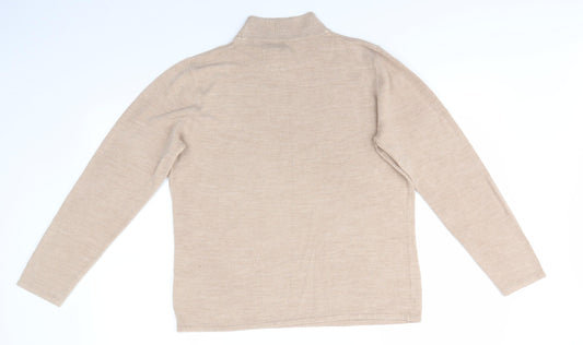 Preworn Womens Beige High Neck Acrylic Pullover Jumper Size M