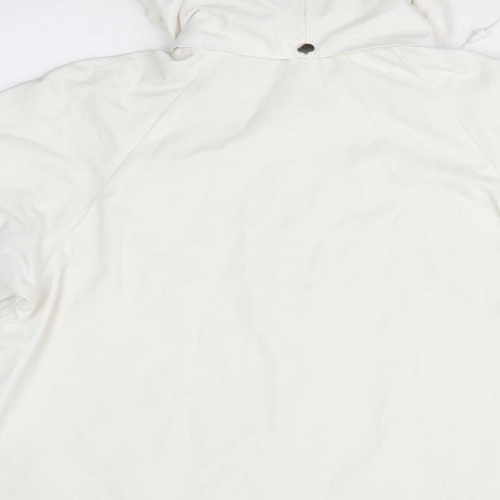 Brand and care label for Preworn women’s white jacket coat zip