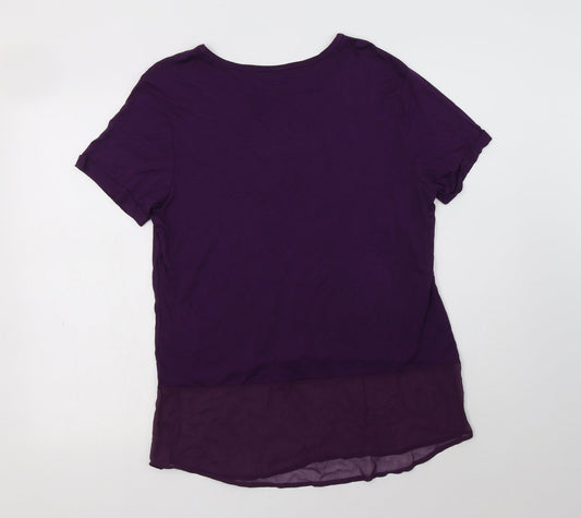 Peacocs Womens Purple Viscose Basic Blouse Size 12 Crew Neck