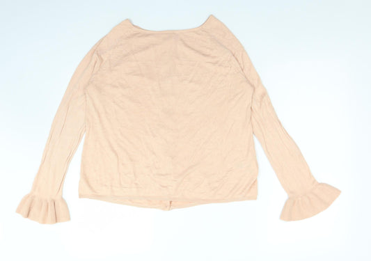 M&S Womens Pink Round Neck Acrylic Cardigan Jumper Size 12