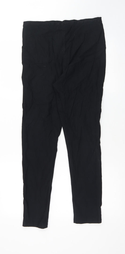 Select Womens Black Elastane Trousers Size 14 L27 in Regular