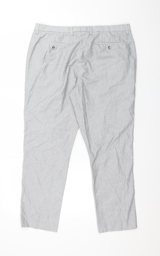 BURTON MENSWEAR Mens Grey Cotton Dress Pants Trousers Size 36 L27 in Regular