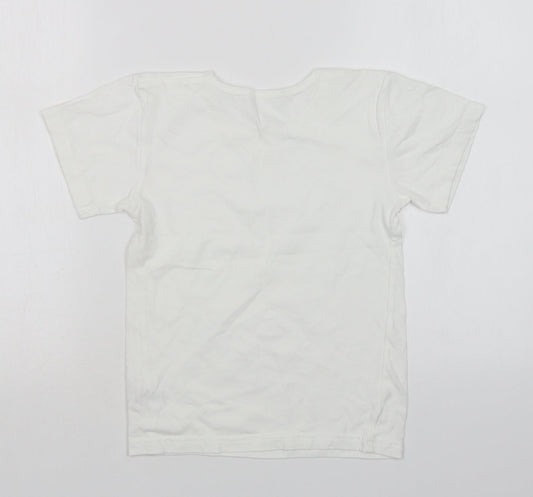 Matalan Boys White Cotton Basic T-Shirt Size 8-9 Years Round Neck