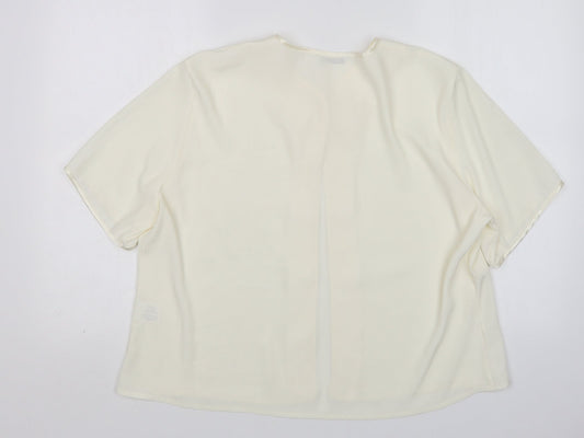 Berkertex Womens Ivory Polyester Basic Button-Up Size 18 Round Neck