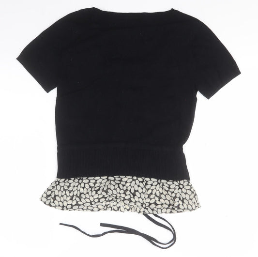 NEXT Womens Black Round Neck Viscose Pullover Jumper Size 10