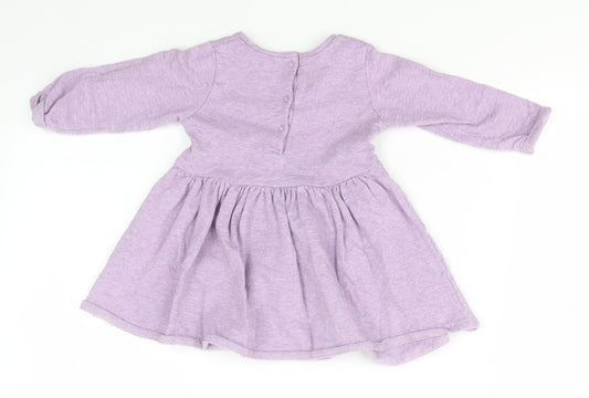 NEXT Girls Blue Cotton A-Line Size 6-9 Months Round Neck