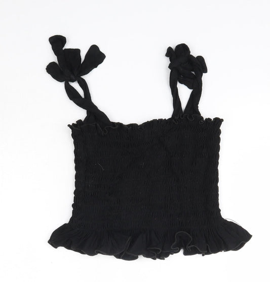 Boohoo Womens Black Viscose Camisole Blouse Size 8 Square Neck