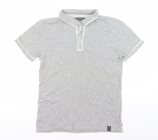 Industrialize Mens Grey Cotton Polo Size S Collared