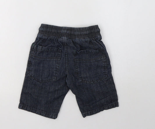 NEXT Boys Blue Cotton Bermuda Shorts Size 5 Years Regular Drawstring