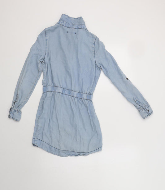Tractor Womens Blue Lyocell Basic Button-Up Size S Collared