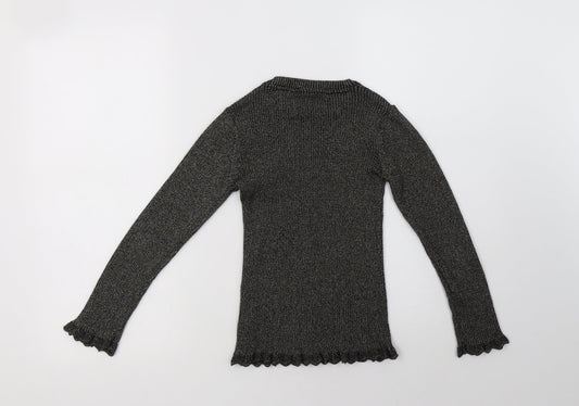 TU Girls Black Crew Neck Cotton Pullover Jumper Size 9 Years