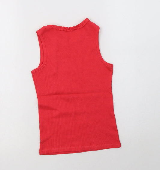 George Girls Pink Cotton Basic Tank Size 7-8 Years Crew Neck